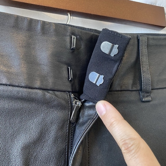 Rag & Bone Womens Lamb Leather Combo Mid Rise Slim Leg Trouser Black Size 12 - Picture 6 of 15